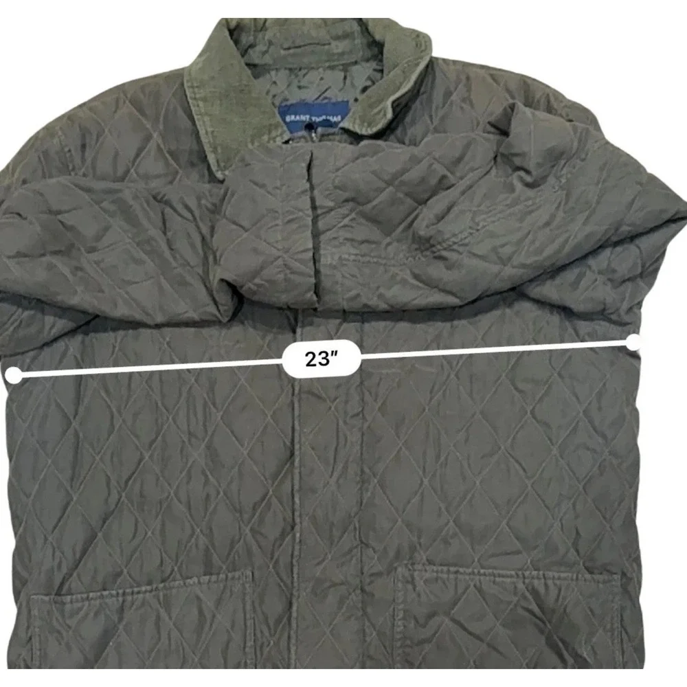 Grant Thomas Quilted Barn Jacket Mens Large Corduroy Collar Heritage Olive Green